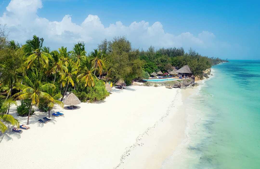 Zanzibar, Tanzania Stretch of beach at a resort in Zanzibar, Tanzania