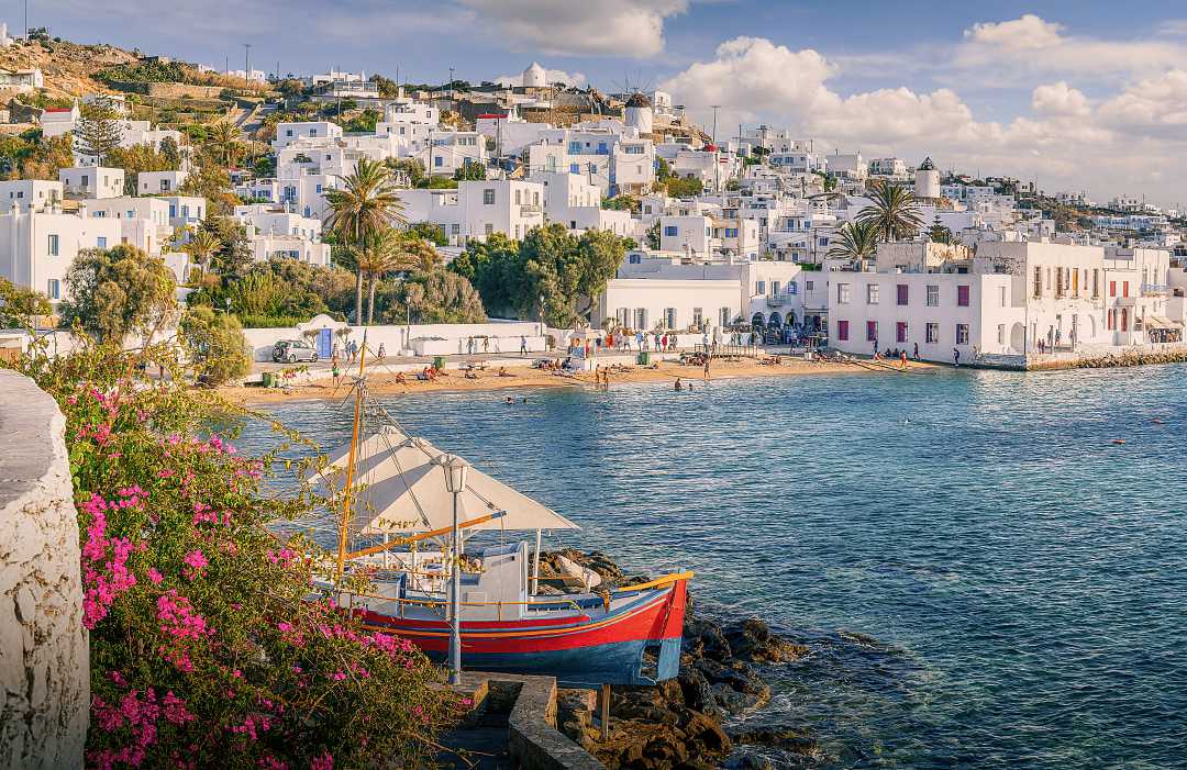White houses in Mykonos, Greece.
