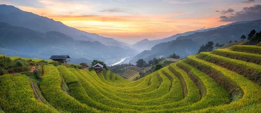 Sapa Valley at sunset in Vietnam