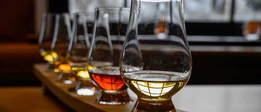 Glasses of the famous single malt Scotch whiskey