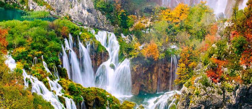 Waterfalls in Plitvice Lakes National Park, Croatia.