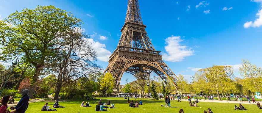 Champ de Mars Park with the Eiffel Tower in Paris, France