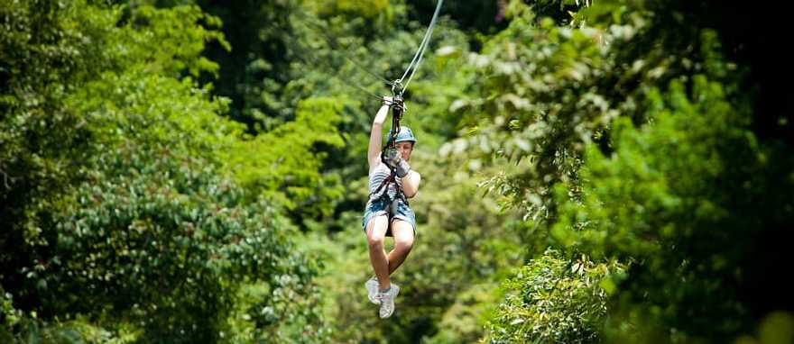 Zip Lining in Costa Rica Teenage girls zip lining in Costa Rica