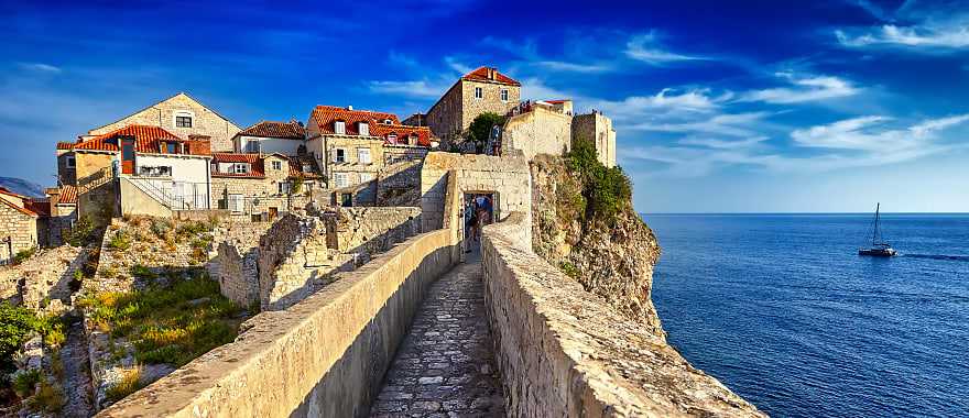 Old Town roofs and city wall of Dubrovnik, Croatia.
