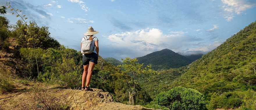 Traveler hiking Pico Turquino in the Sierra Maestra mountain range in Cuba