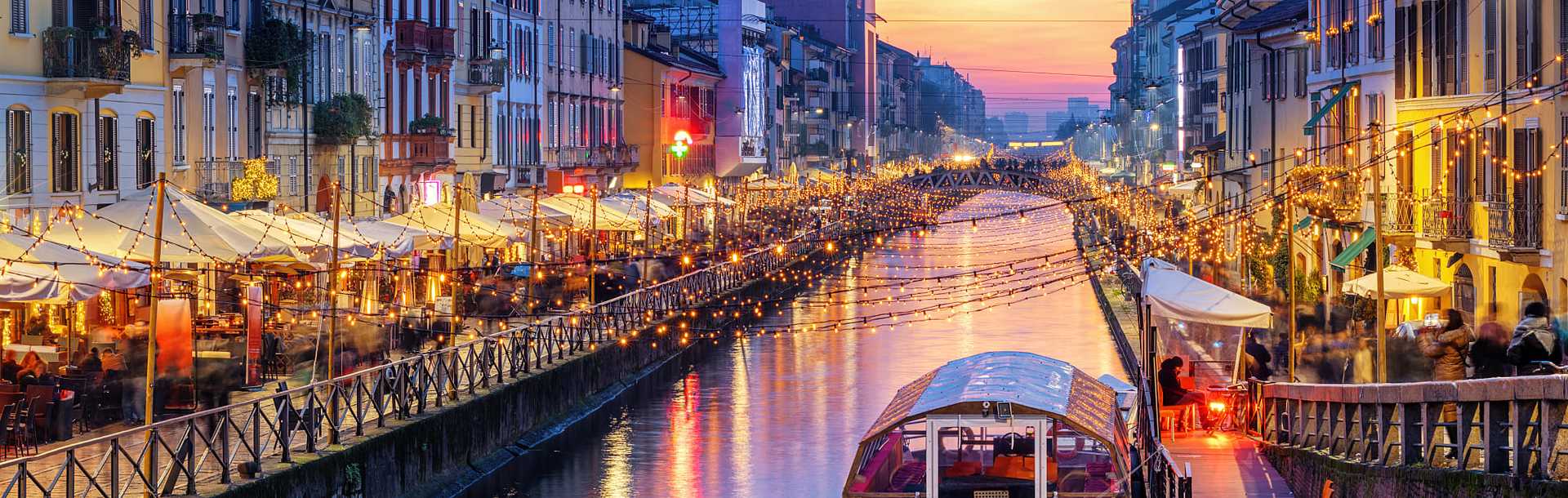 Naviglio Grande Canal in Milan, Italy