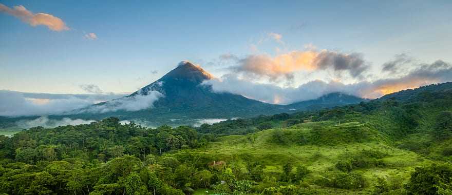Arenal volcano in central Costa Rica at sunrise