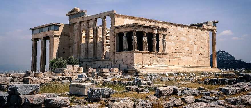 The Erechtheion Temple at the Acropolis in Athens, Greece
