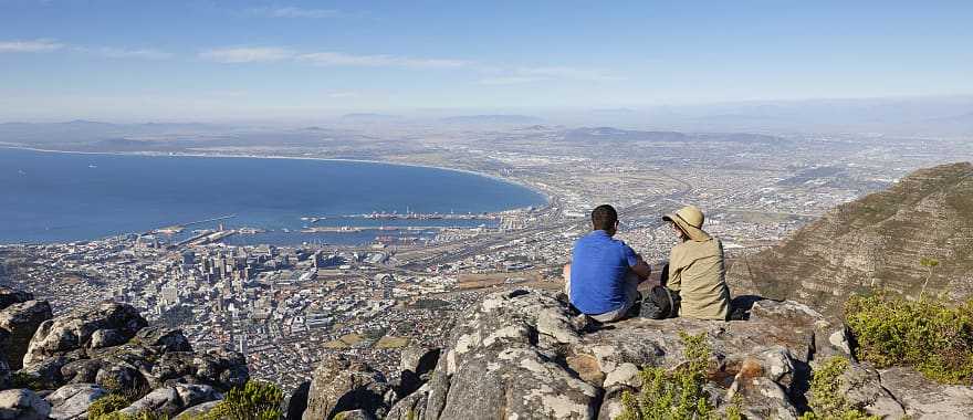 Couple enjoying view of Cape Town in South Africa