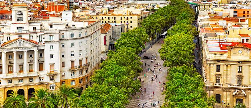 An aerial view of Barcelona City in Spain. 