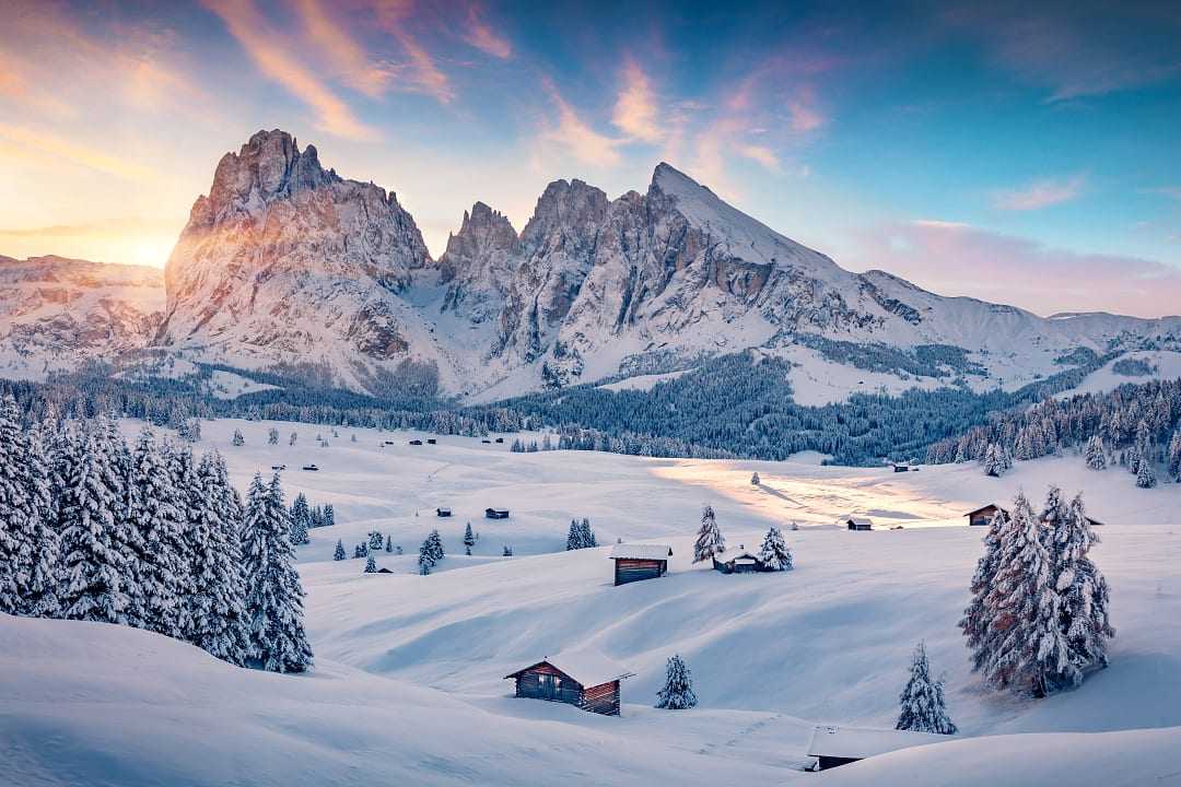 Morning scene of Dolomite alps in Italy