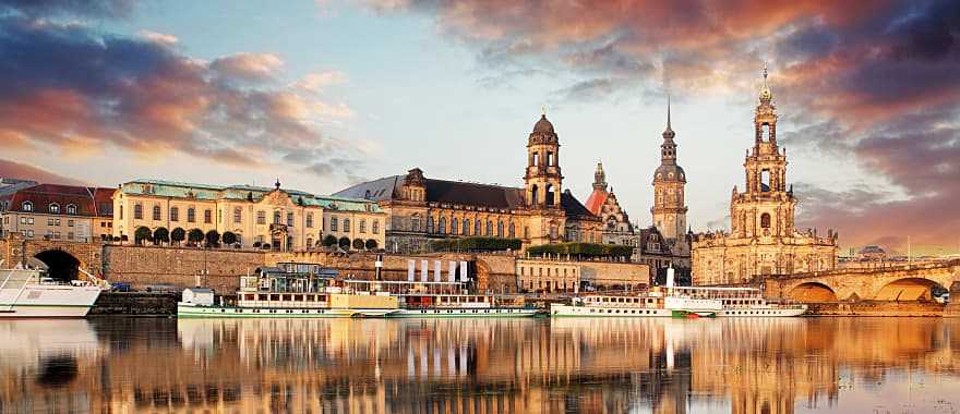 Dresden Old Town over Elbe river, Germany 