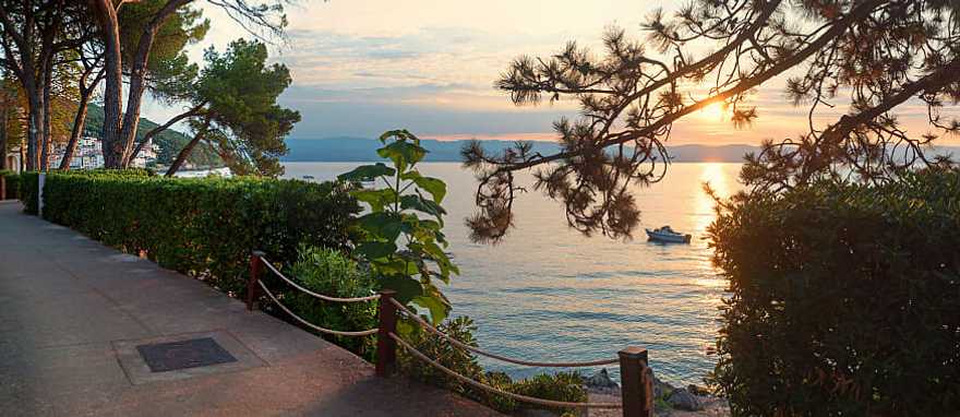 Romantic sunset at a village in Croatia.
