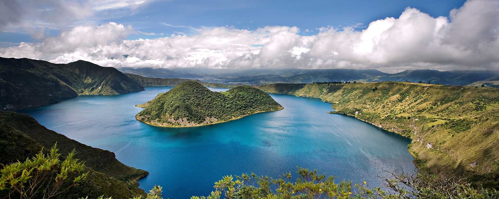 Laguna de Cuicocha in Andean Highlands region of Ecuador.