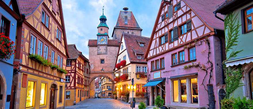 Historic town of Rothenburg ob der Tauber in the Bavaria region of Germany.