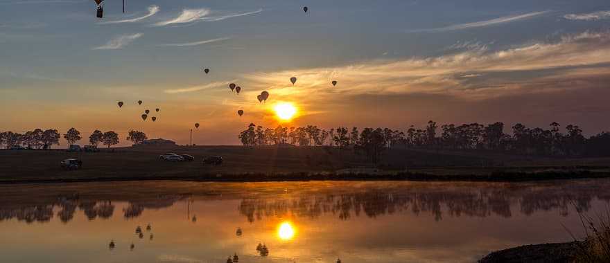 Enjoy a hot air balloon ride in the Hunter Valley