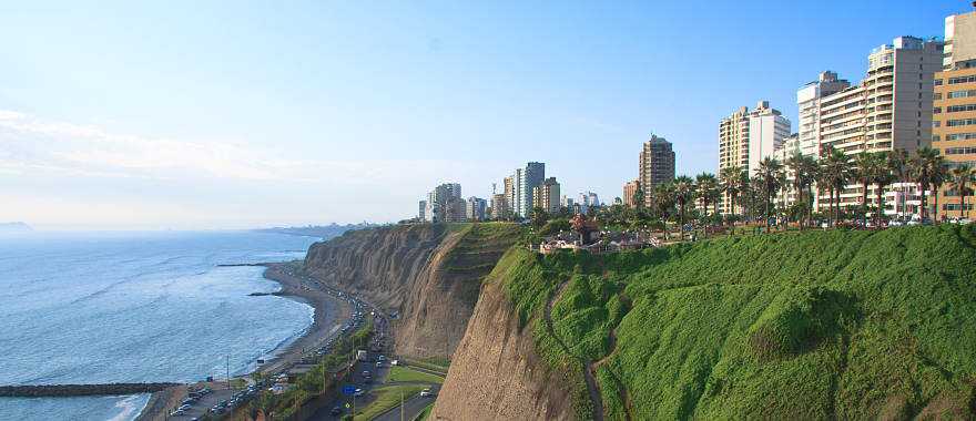Beach view of Miraflores in Lima, Peru.