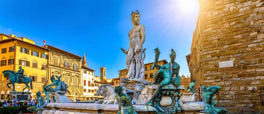Neptune's Fountain in Piazza della Signoria in Florence, Italy