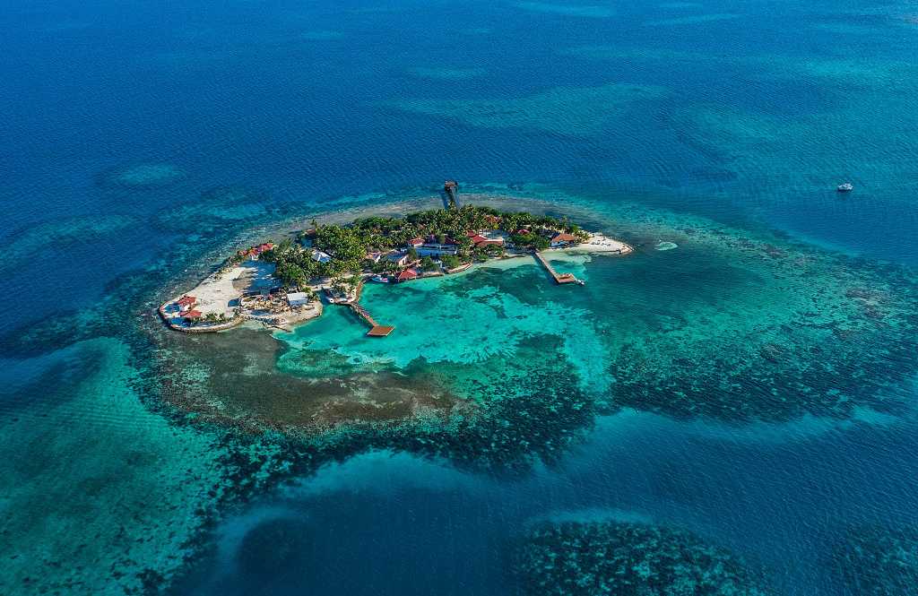 Aerial view of Ray Caye Private Island Resort in Belize.  Photo courtesy of Ray Caye Aerial view of Ray Caye Private Island Resort in Belize.  Photo courtesy of Ray Caye