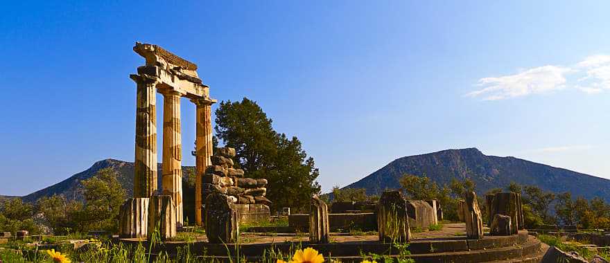 Temple ruins in Delphi, Greece.