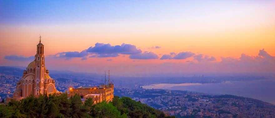 Sunset at Harissa in Lebanon