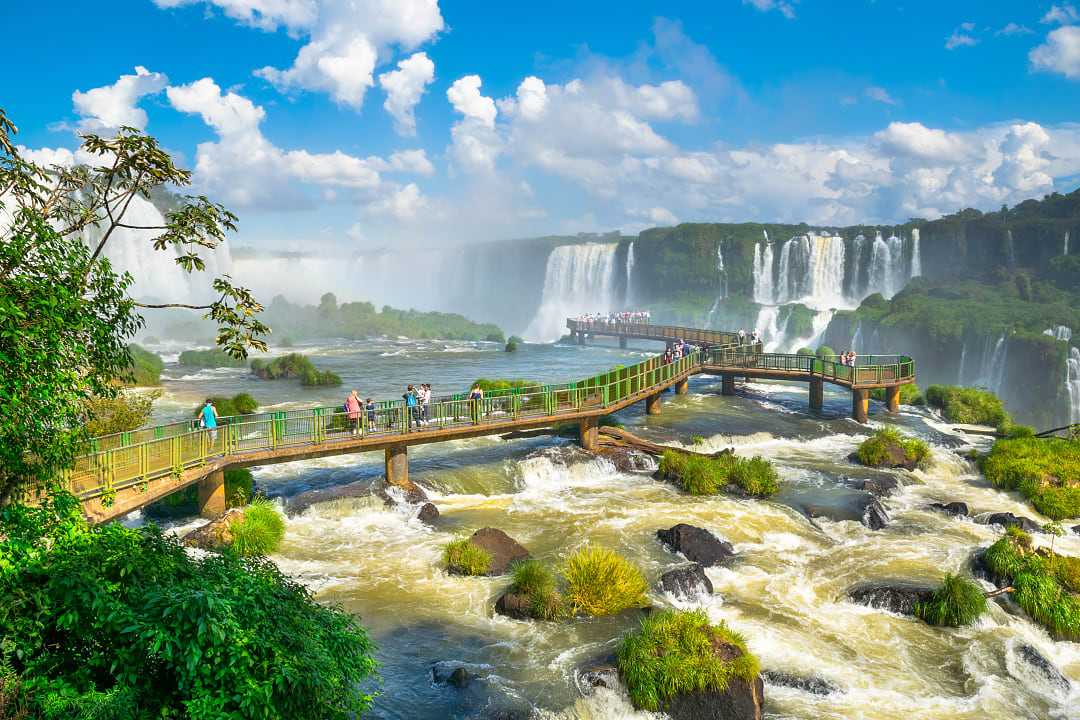 Iguazú Falls on the border of Argentina and Brazil in South America