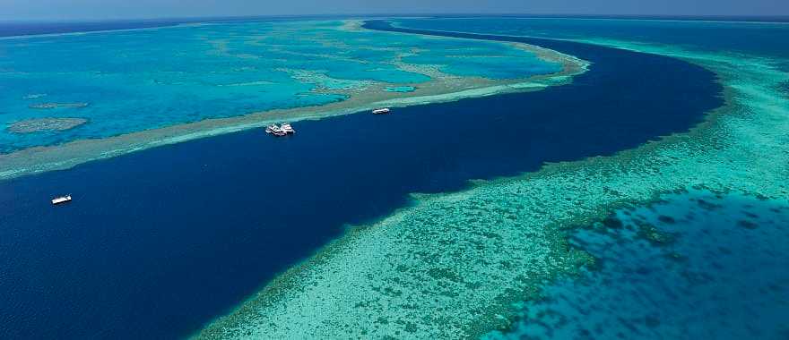 Aerial of the great barrier reef in Australia