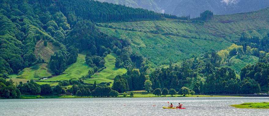 Kayaking the Sete Cidades on Sao Miguel Island in the Azores, Portugal
