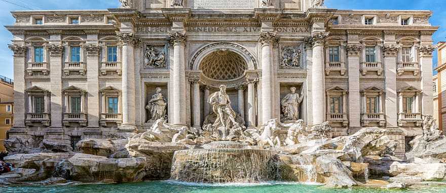 Trevi Fountain on a sunny day in Rome, Italy