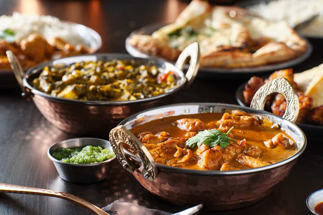 Chicken tikka masala in a creamy tomato curry, served at a restaurant in Agra.