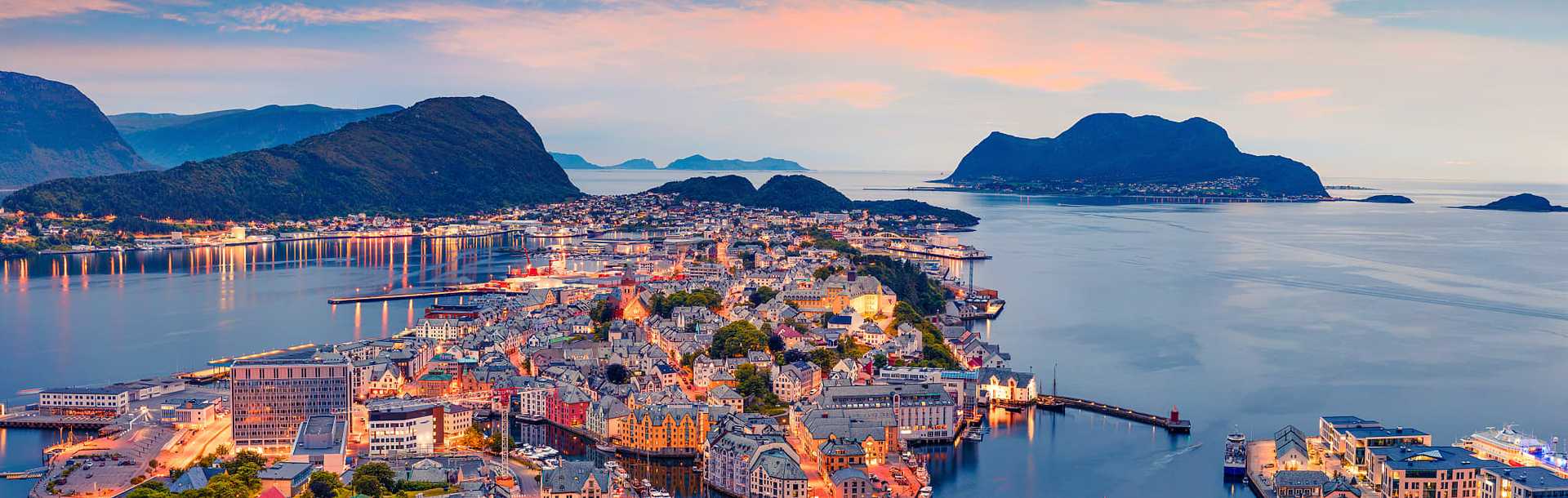 Aerial view of Alesund, Norway.