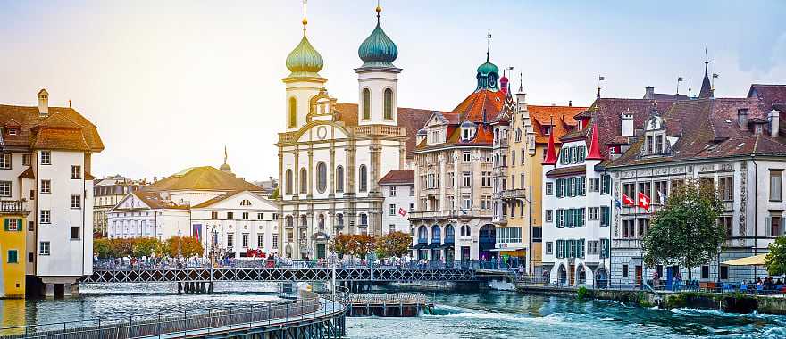 Cityscape of Lucerne in the evening, Switzerland. 