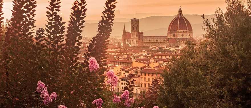 Sunest view of Florence from the Giardino delle Rose 