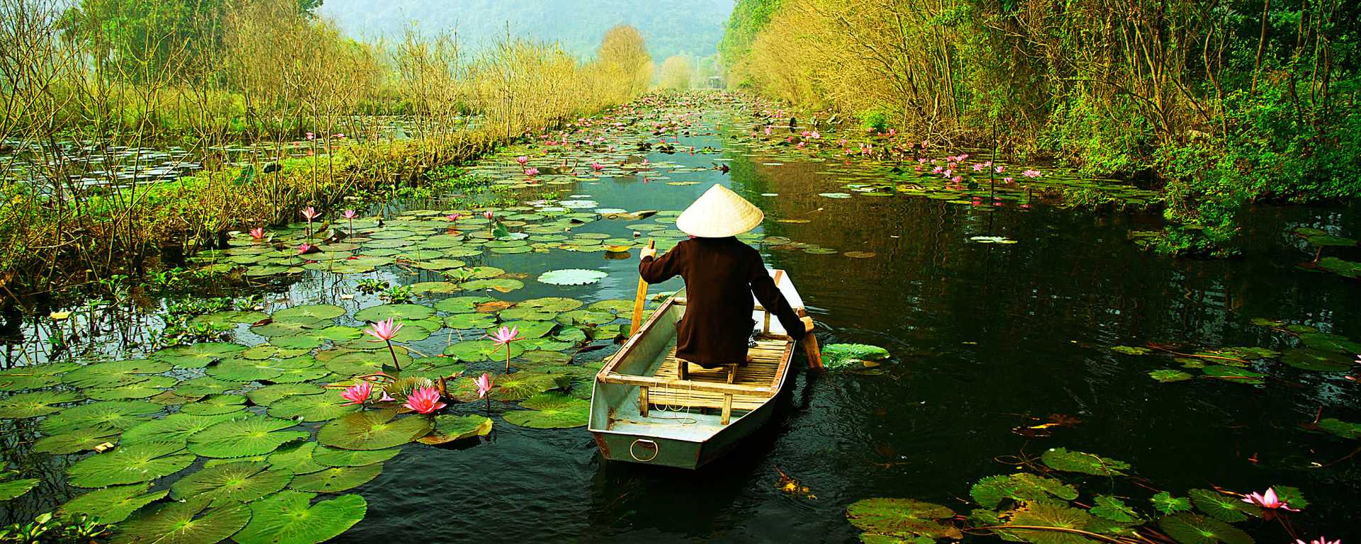 Hanoi Yen stream on the way to Huong pagoda in Vietnam