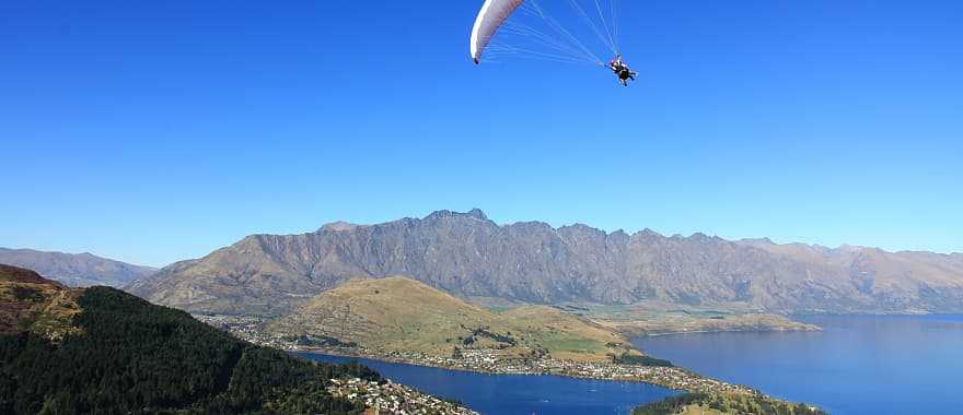 Hang glider over Queenstown South Island, New Zealand