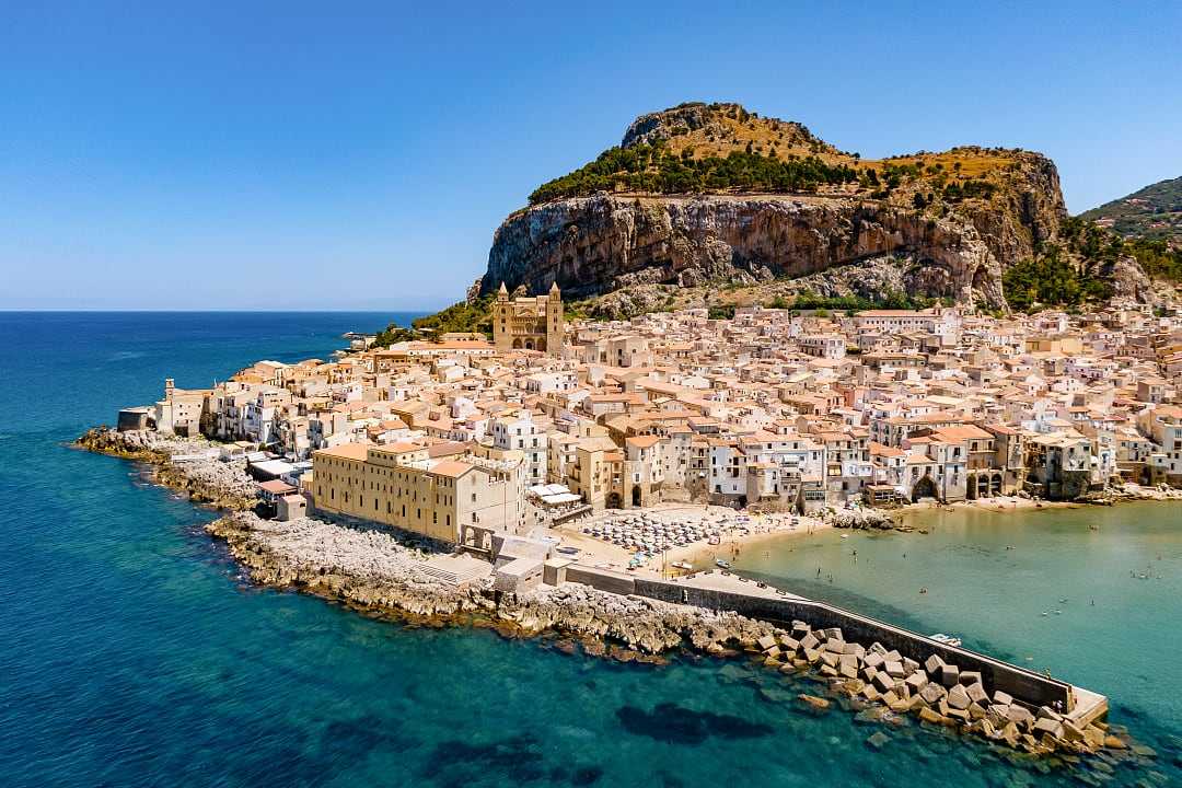 Aerial view of Cefalu, Sicily