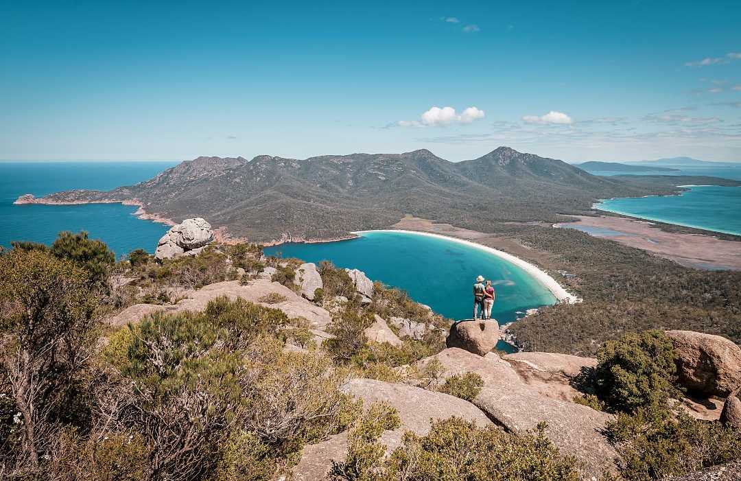 Couple hiking Freycinet National Park