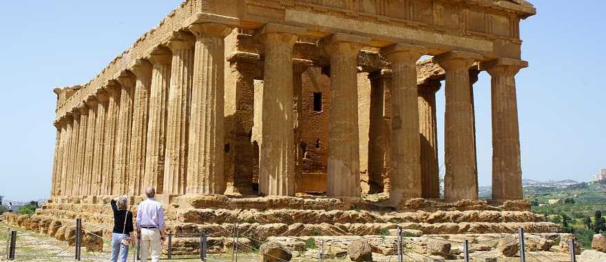 Senior couple at the Valley of the Temples in Agrigento, Sicily