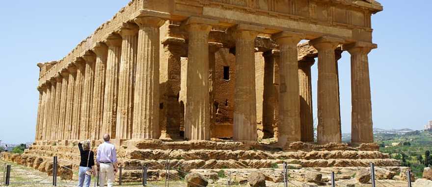 Agrigento in Sicily, Italy Senior couple at the Valley of the Temples in Agrigento, Sicily