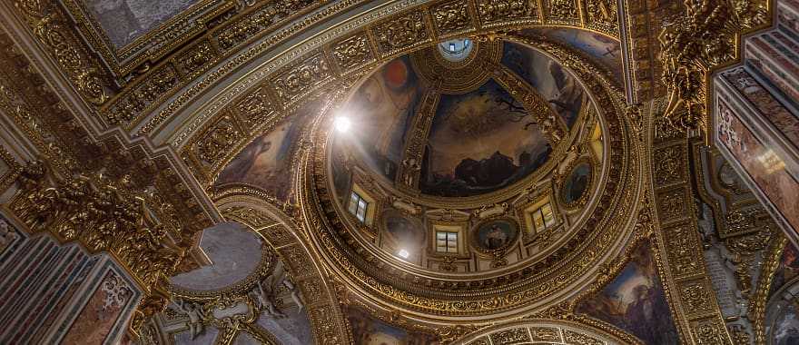 Interior architecture of historic Abby of Montecassino in Italy 