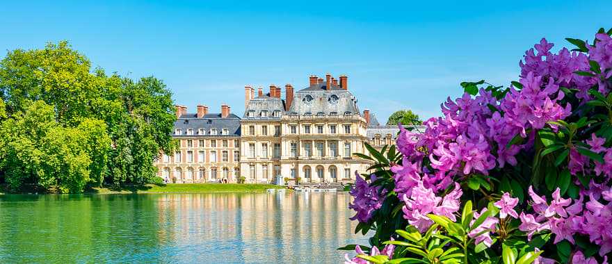 Fontainebleau Palace and park outside Paris in spring