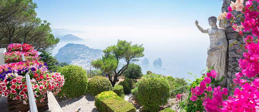 View of Capri Island from Mount Solaro in Italy