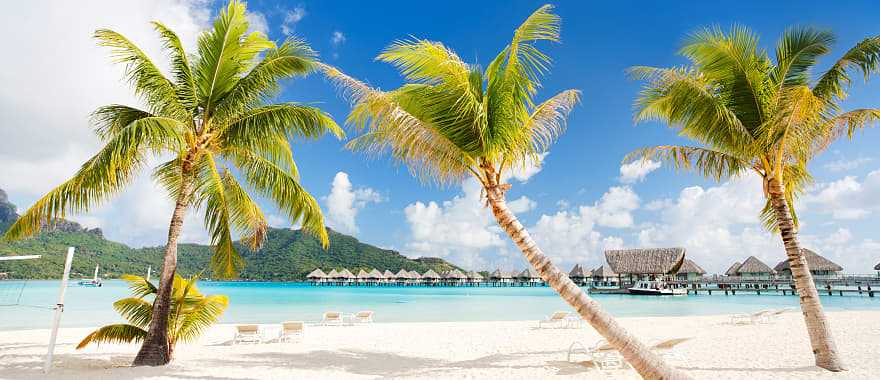 Bungalows over water in Bora Bora