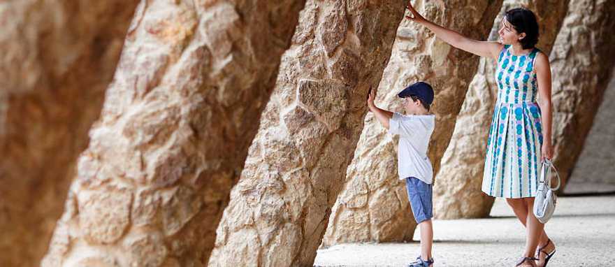 Family at Park Guell in Barcelona, Spain. Family at Park Guell in Barcelona, Spain.
