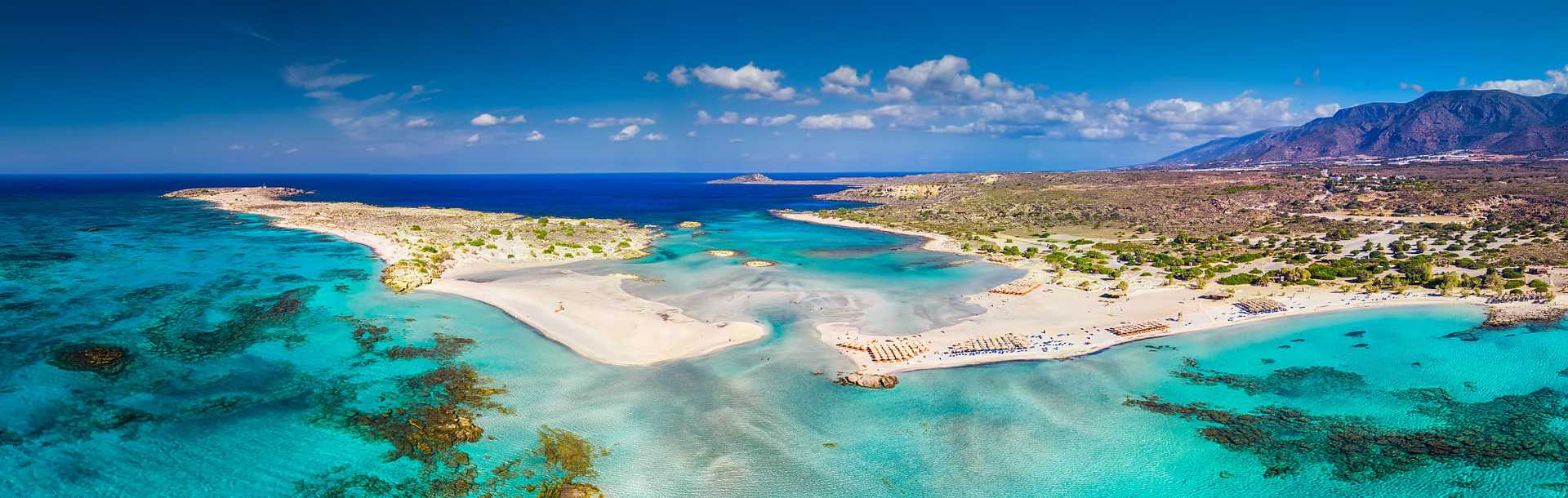 Elafonissi beach on Crete island with azure clear water