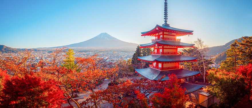 Kyoto, Chureito Pagoda with Mt Fuji in Fujiyoshida, Japan