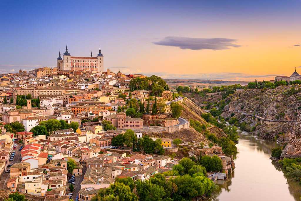 City view and Toledo Alcazar, Toledo, Spain