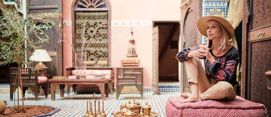 Moroccan riad interior in Marrakech