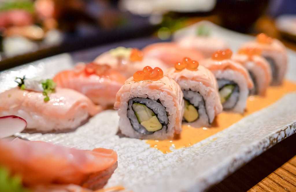 Japanese salmon rolls. Japanese salmon rolls.