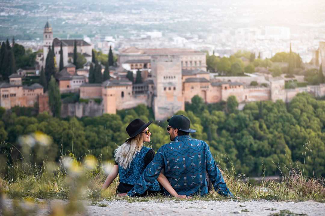 Couple at the Alhambra in Granada, Spain